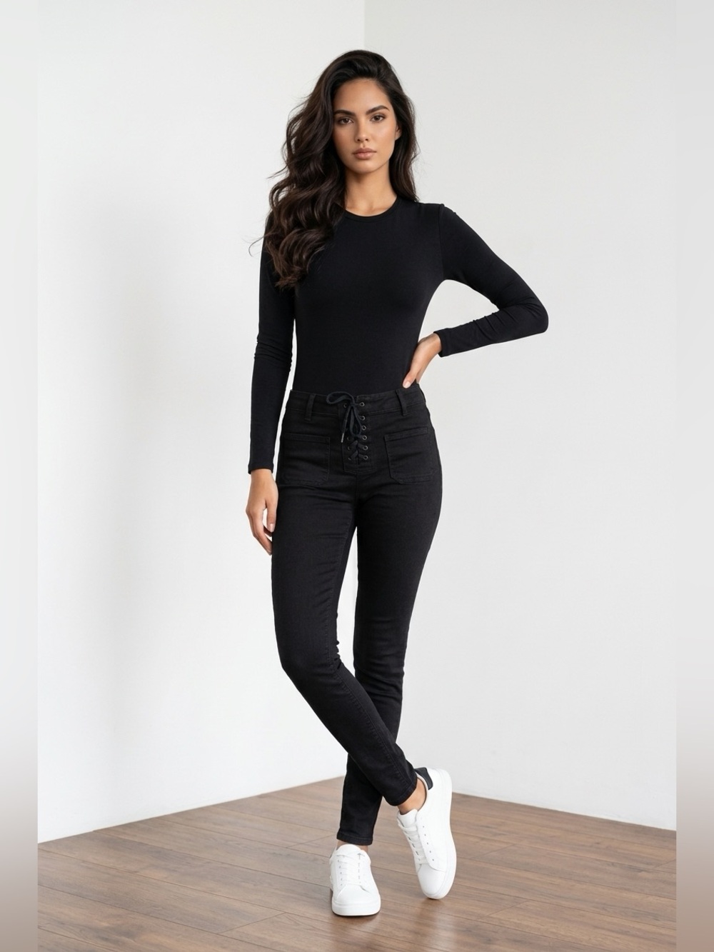 Denim Forum lace up Nicco skinny jeans